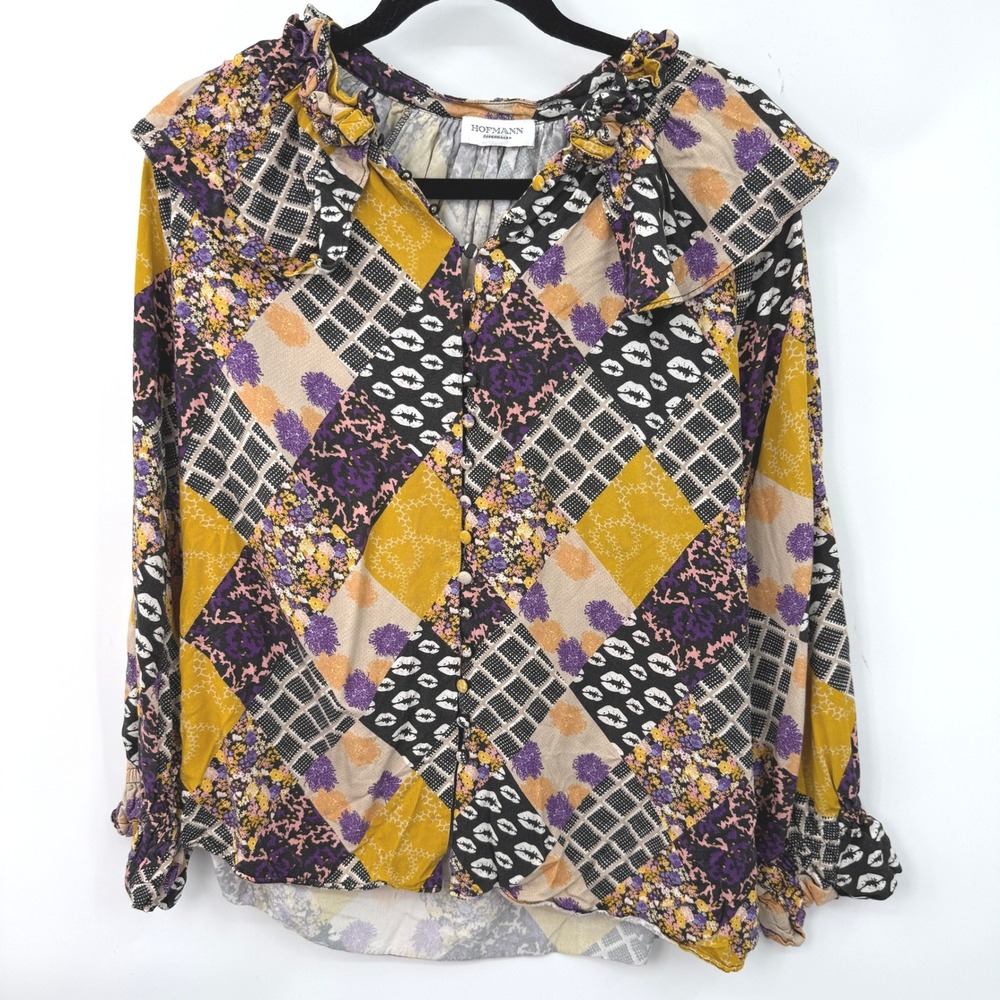 Hofmann Copenhagen May Blouse Women FR 38 US 6 Ruffle Boho Indie Eclectic Scandi